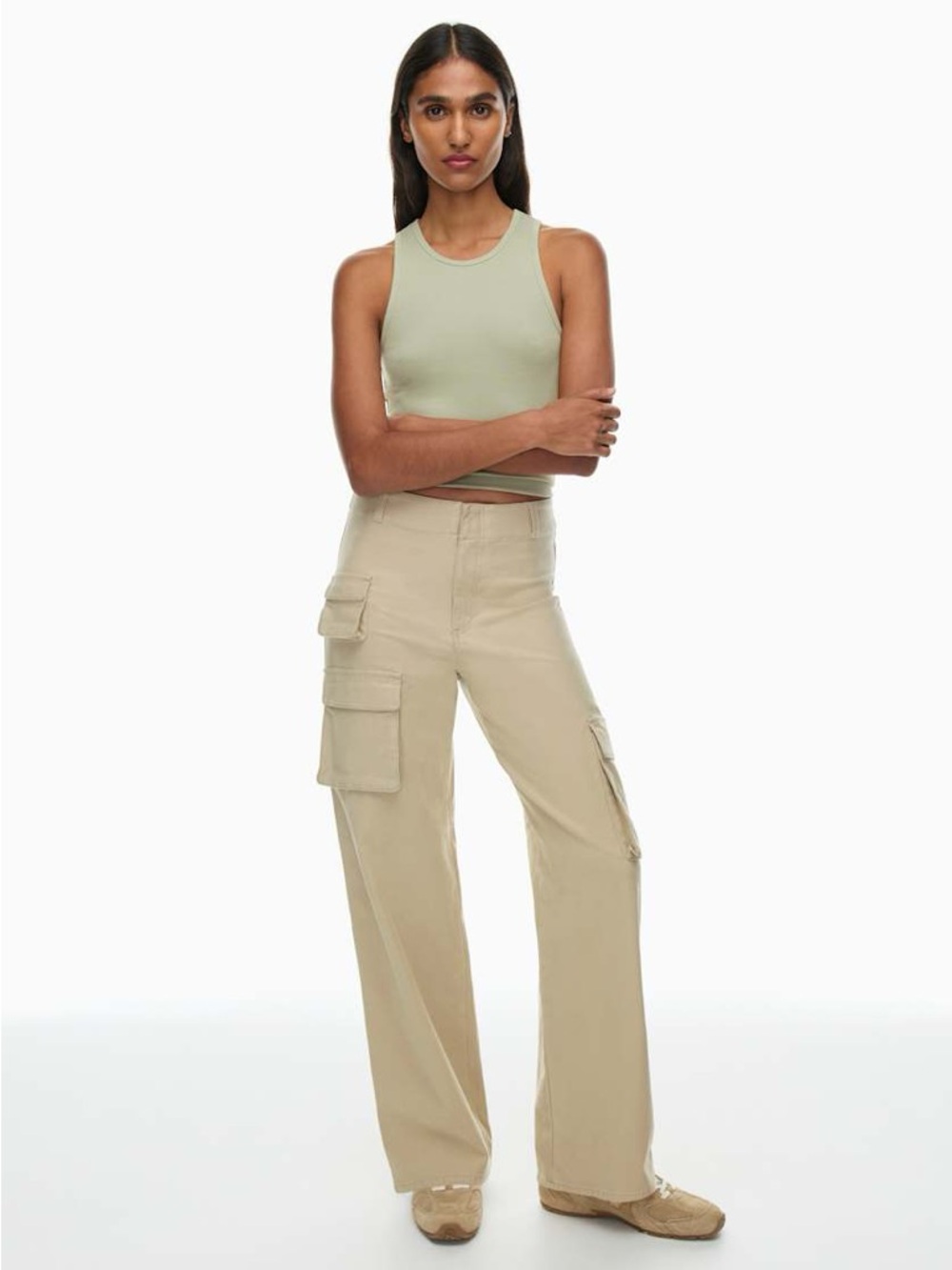 Wilfred Beige Wide-Leg Cargo Pants